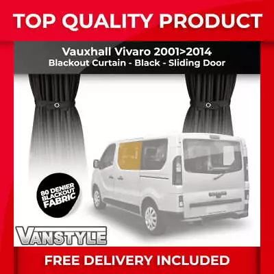 Fits Vauxhall Vivaro 01>14 Tailored Blackout Fabric Sliding Door Curtain Black • £30.59